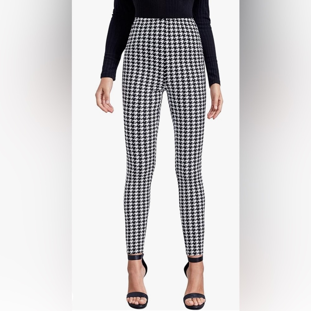 Michael Kors Houndstooth Black & White Straight Leg Cotton Dress Pants - Size 10